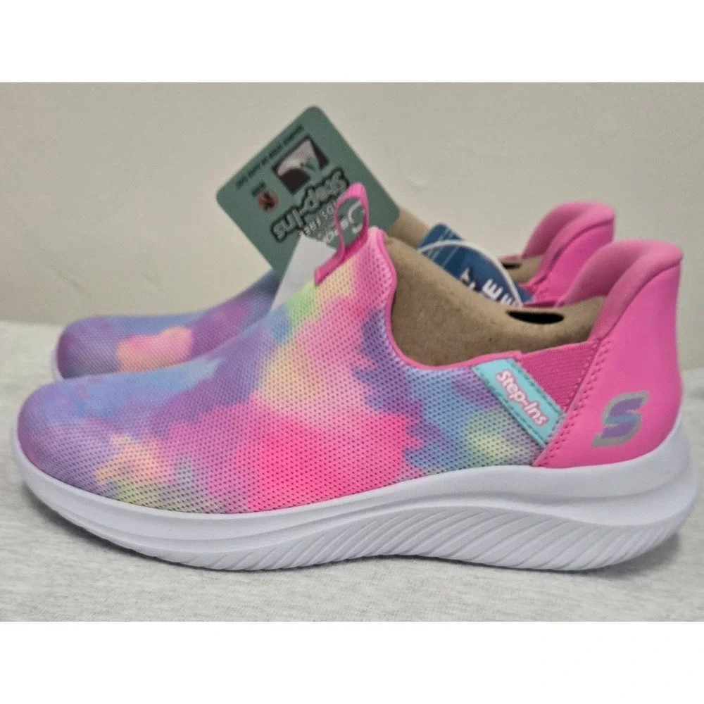 S Sport by Skechers Baily Hands Free Step-Ins Kids Pink Tie Dye Sneakers Size 2